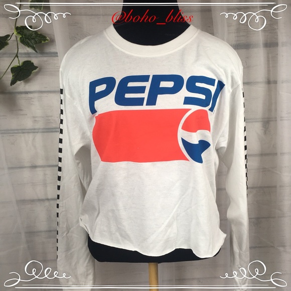 Medium Pepsi Logo Long Sleeve Graphic Raw Edge Tee - Picture 5 of 5